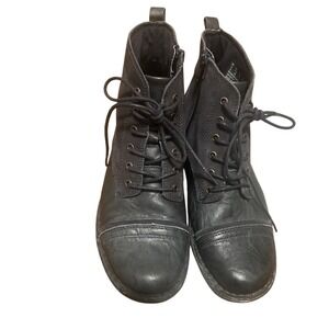 Clarks Womens Navy Blue Leather Lace Up steampunk Ankle Boots 7.5 Comfort Casual
